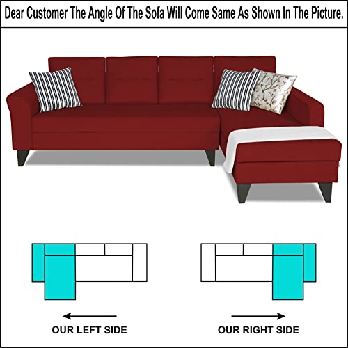 Image of Adorn India Maddox Tufted L Shape 6 Seater Sofa Set RHS (Maroon) (3 Year Warranty)