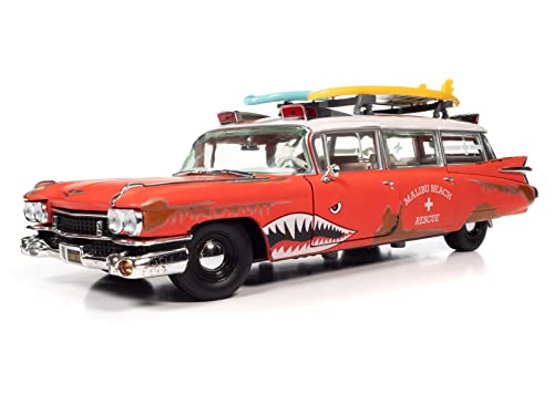 Auto World 1959 Cadillac Eldorado Ambulance Surf Shark 1:18 miniatura 2
