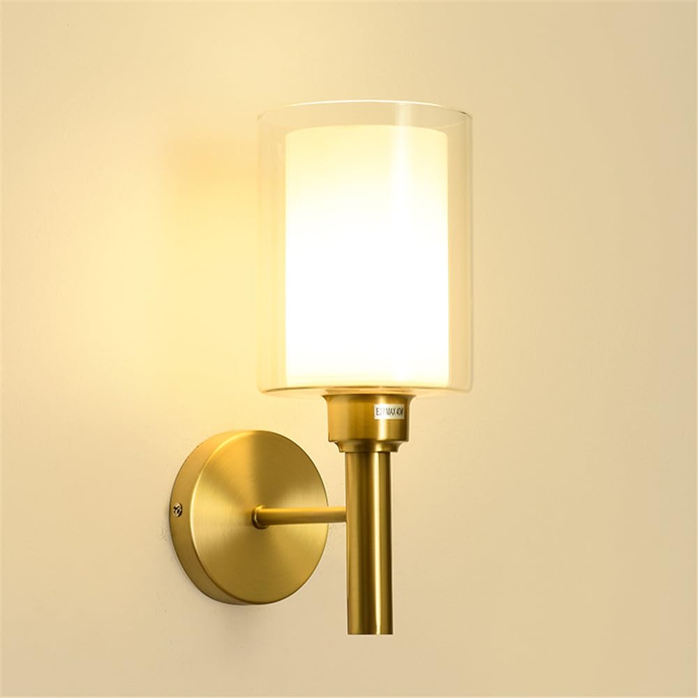 KBUUKYYXouy Brass Wall Lamp - Modern Art Light Fixture for Living Room, Bedroom, Study, Aisle, and Corridor(E Light)
