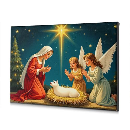Crèche de Noël tableau de la nativité 40x60 cm à offrir aux proches