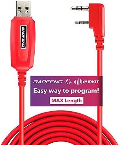 BAOFENG Programming Cable UV-5R/5RA/5R Plus/5RE, UV3R Plus, BF-888S, 5R EX, 5RX3, GA 2S (Cable Lenghth-59 inch, Mirkit Red, Version 2022, This one Works!)