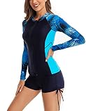 SEAUR Rash Guard damski kostium kąpielowy z długim rękawem, UPF 50+, ochrona przed promieniowaniem UV, dwuczęściowy kostium kąpielowy, slim fit, ochrona przed słońcem, moda kąpielowa, koszulka i