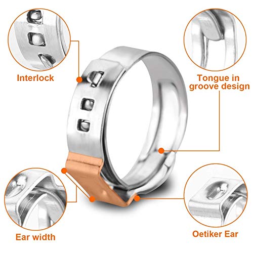Qovydx 40Pcs 1/4" Single Ear Hose Clamps 304 Stainless Steel 7Mm-8.7Mm Pex Cinch Clamps 1/4 Inch Stepless Cinch Crimp Rings Pinch Clamps For Pipe Fitting Connections #TOP1