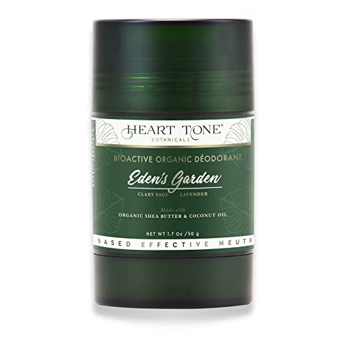 Heart Tone Botanicals Natural Deodorant | Bioactive | Aluminum & Baking Soda Free | 24HR Protection | Men & Women | Eden's Garden Scent - Clary Sage & Lavender