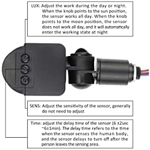 Outdoor 90~250V 180 Degree Infrared PIR Motion Sensor Detector Wall Light Switch Black
