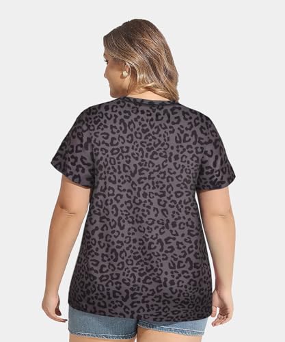 Image of CARCOS Plus Size Tops for Women Short Sleeve Shirt Summer Star /Leopard /Tie Dye /Flower Crewneck Pullover Tunic XL-5XL