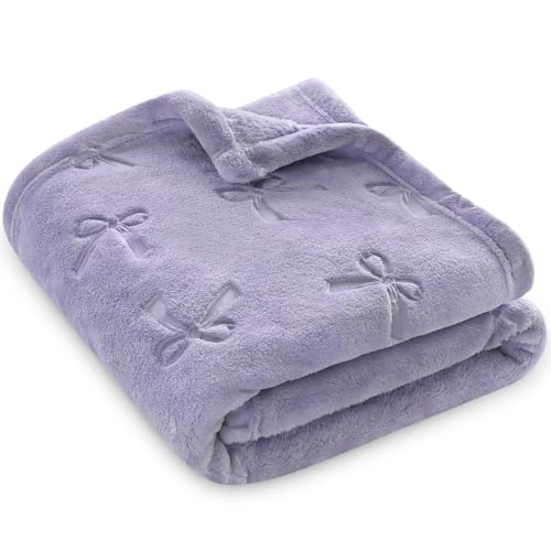 Image of BORITAR Baby Blanket with Bow Design, Fleece Infant Toddler Blankets for Girls Boys, Warm Lightweight Breathable Newborn Receiving Blankets for Crib Stroller(30x40 Inch, Purple)