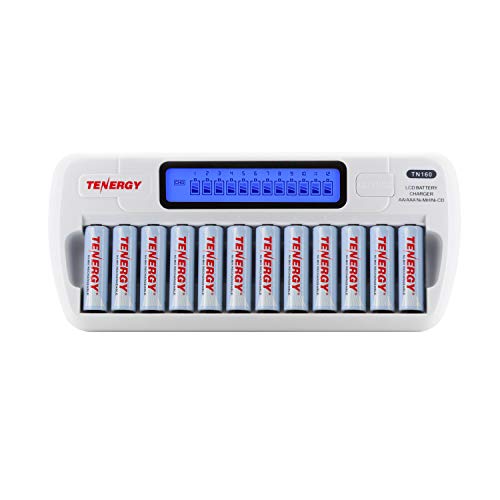 Chargeur LCD TN160 12 baies AA AAA NiMH Tenergy avec 24 accumulateurs