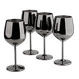 Arora Stainless Steel Wine Glass 18oz - Set of 4 Black - 3.6' D x 8.3' H (850985)