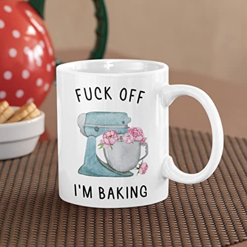 Plumfoolery F**k Off I'm Baking Mug Gift for Her Funny Profanity Cup (White) - Image 2