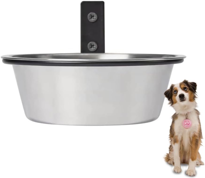 Dog Bowl Stainless Steel Wall Mounted Folding Holder (17.5 x 6 cm)