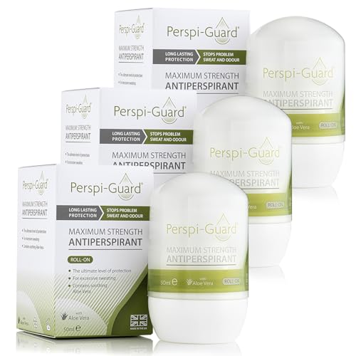 Image of Perspi-Guard Maximum Strength Antiperspirant Roll On Deodorant for Men & Women, Excessive Sweating, Hyperhidrosis Treatment, Unscented, 50 ml, 3-Pack