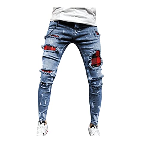 ZCFXJiTuanYZ Men's high-end Slim-Fitting Ripped Leg Pants Fashion Jeans Men,NO.2