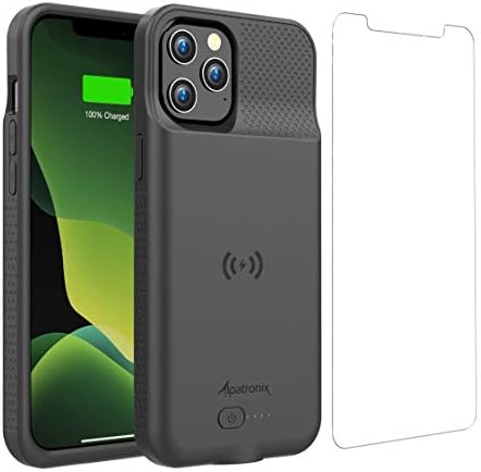 Alpatronix Battery Case for iPhone 12 Pro Max (6.7 inch), Slim Portable Protective Extended Charger Cover Compatible with Wireless Charging, Lightning Input, CarPlay - BX12Pro Max - Matte Black