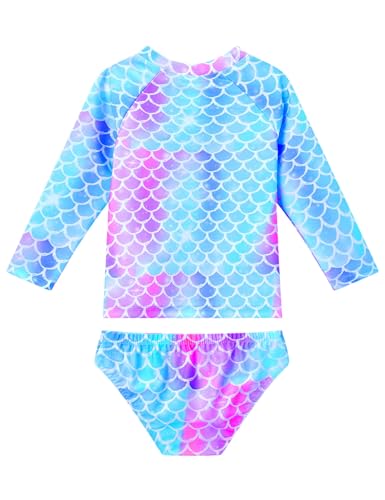 Image of Snowheart Girls Rash Guard Sets Long Sleeves Swimsuit 2 Pieces Tankini Bathing Suit Swimwear for Girls 3-12 Years