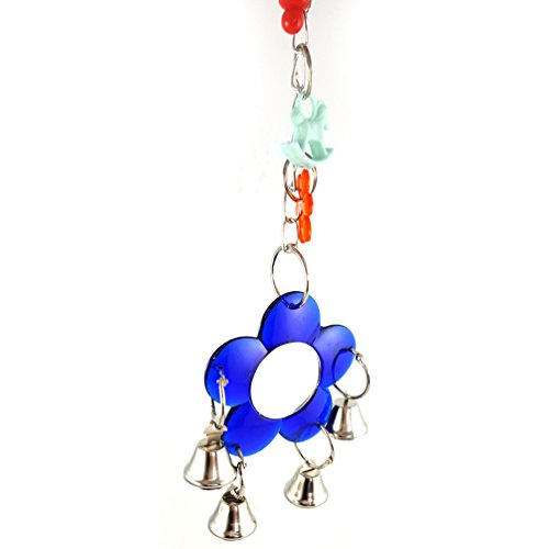 Image of Litewoo Parrot Mirror Toy Bird Hanging Swing Mirror with Bell Interactive Toy for Cockatiel Conure Parakeet Budgie Lovebird Cockatoo Canary Cage Accessories (B)