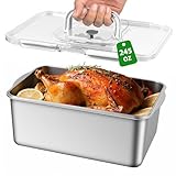 7000 ML / 245 oz /30 Cup Extra Large Food Containers with Lid and Handle, Portable Stainless Steel Food Storage Container for Roasting Chicken, Large Cuts of Meat, Fruits, Party, BPA Free, Oven Safe