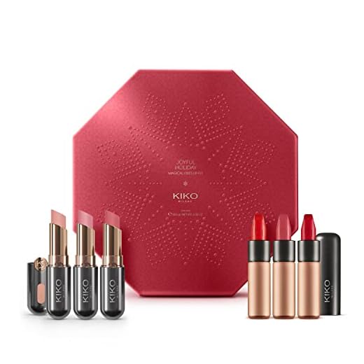 KIKO Milano - Joyful Holiday Magical Vibes Lip Kit, Kit De Labios, 3 Labiales Cremosos Y 3 Labiales Mate