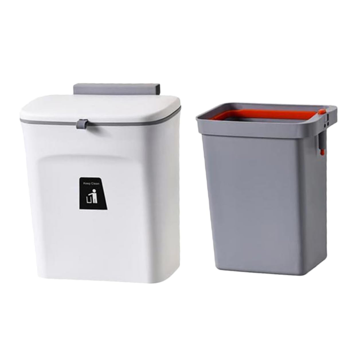 ULTECHNOVO Wall-Mounted Kitchen Waste Bucket Garbage Can Trash Can Lid Indoor Compost Bin Plastic Garbage Bin