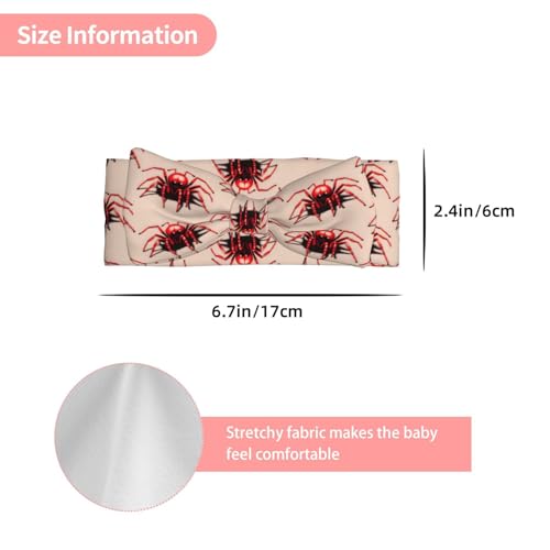 Cute little red spider Prints Baby Bow Headband - Super Stretchy Soft Bows Hair Accessories for Newborn Infant Toddlers Kids Girls - Elastic and Skin-Friendly3