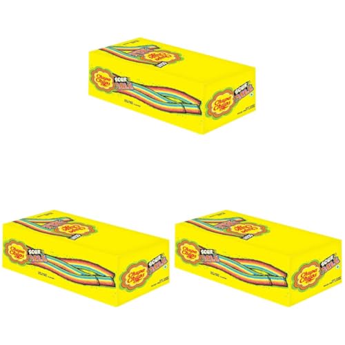 Image of Chupa Chups, Sour Belt, Mixed Fruit Punch Flavour, Soft & Chewy Toffee Pack, 691.2 Grams- Pack Of 36