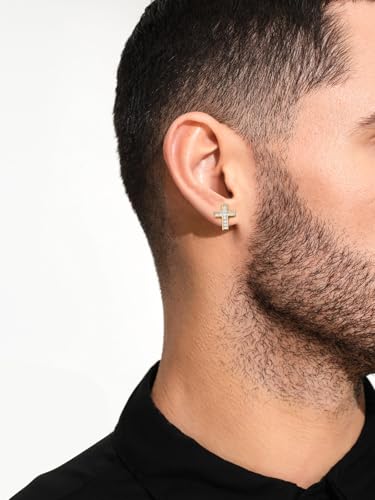 D Color VVS1 Clarity Moissanite Sparkle Cross Earrings Unisex, Really Authentic Solid 925 Sterling Silver Hypoallergenic, Birthday Anniversary Valentines Ideal Gift for Women Men3