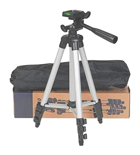 Massive Reckon® Portable Long Tripod Stand with Adjustable Mobile Clip Holder for All Mobiles and Cameras (Black)