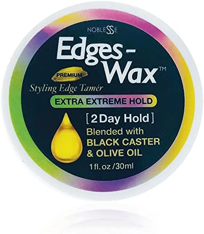 Nobless NOBLESSE PREMIUM Edge Wax Styling Edge Tamer 2 Day EXTRA EXTREME HOLD Blended with Black Caster Oil & Olive Oil Travel Size 1.01fl oz/30ml