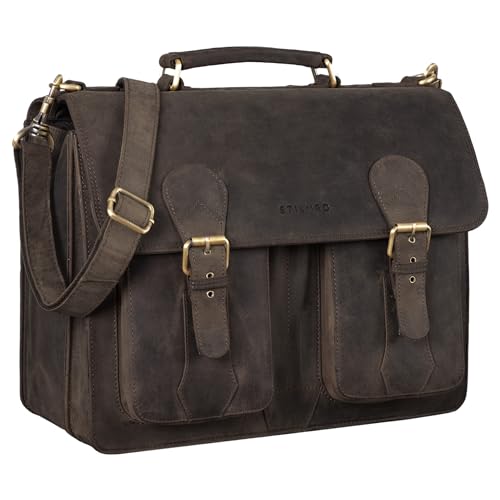 Maletín de cuero vintage acoplable a maleta de cabina para viajes