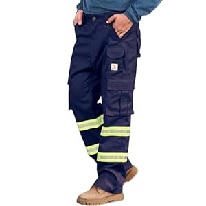 BOCOMAL FR Pants High Visibility Cargo Pockets Flame Resistant Hi-Vis Workwear Water & Oil Repellent Finish