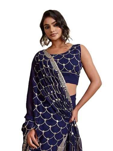 Sari brodé en georgette VAIRAGEE bleu, l'histoire d'un vêtement de fête inoubliable