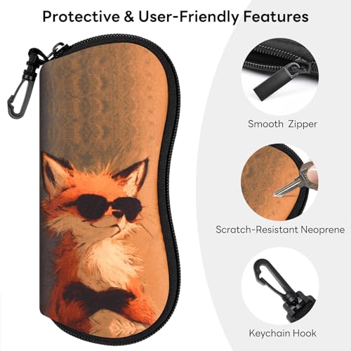 Image of Sunglasses Case with Belt Clip, Ultra Light Neoprene Zipper Soft Padded Glasses Case for Women Men