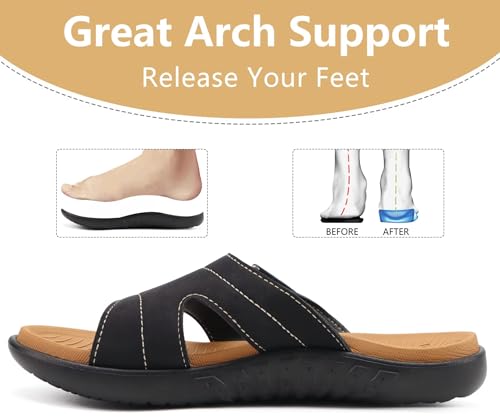 Image of KuaiLu Womens Fashion Orthotic Slides Ladies Athletic Yoga Mat Memory Foam Walking Sandals Thick Cushion Recovery Summer Beach Slippers Comfortable Plantar Fasciitis Arch Support