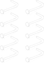 10PCS Clear Nose Studs - Acrylic L-Shaped Nose Bar Ring - Invisible Piercing Jewelry - Flat Top Bone Studs Retainer - Flexible Nose Retainers for School (Clear)