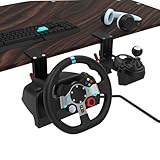 EG STARTS SIM Racing Wheel Stand Desk Mount, Heavy Duty Desk Clamp with 480-Pound Force, Compatible Logitech G25 G27 G29 G920 G923 Thrustmaster T248 T300RS T-GT TS-PC Black Metal Gaming Cockpit Shelf