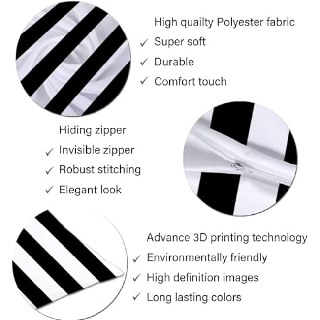 White and Black Stripe Body Pillow Cover Black and White Striped Throw Pillow Covers Modern Long Pillow Case Protector with Zipper Decorative Soft Rectangle Bed Pillowcases for Bedroom,Couch 20x54