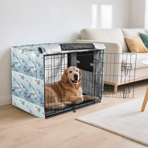 Housse de cage pour chien imperméable - Motif baleine océan - Taille M