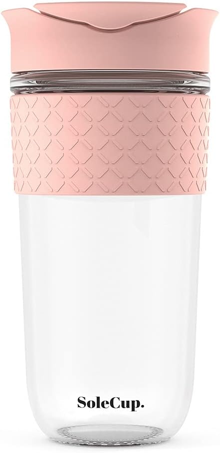 SoleCup. Large Travel Mug - Reusable Insulated Coffee Mug - 18oz/530ml BPA-Free Hot Drink Travel Mug with Lid & Silicone Band (Pink, 18oz)