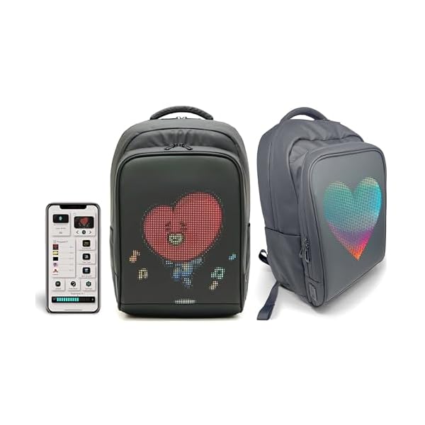 LED Backpack with Programmable Screen, Motorcycle Backpack Made with Updated Ballistic Nylon, LED Bookbag, Large Laptop Bag for Women and Men, Digital Screen Carry-On Travel Bag