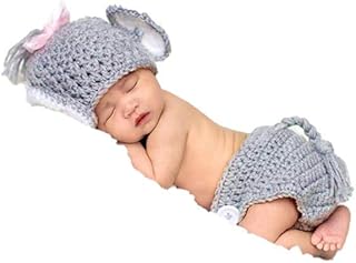 Matissa Newborn Baby Girl/Boy Crochet Knit Costume Photography Prop Hats Outfits (Baby Girl Elephant)