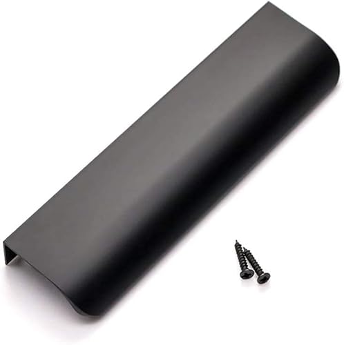 Goldenwarm 10 Pack Black Cabinet Handles 5 Inch Finger Pulls for Cabinets Black Edge Pulls for Dresser Drawers Modern Kitchen Hardware, Aluminum Alloy