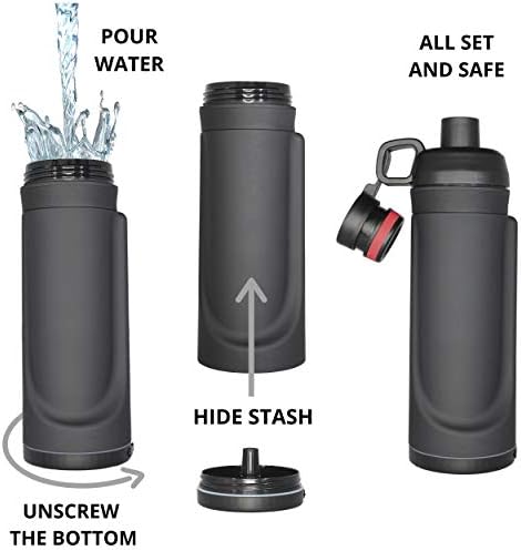 Diversion Water Bottle - Hidden Wallet Compartment Is Best for Festivals, Travel Safe or Hidden Safes for The Home - Black Diversion Safe Water Bottle Storage - By Silginnes