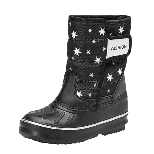 Kinder Stiefel Schneestiefel Mädchen Junge Outdoorstiefel rutschfeste warme Stiefel Baumwollschuhe Bequeme Thermostiefel Winterstiefel Sneakers (Black, 32)