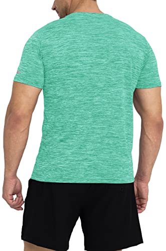 Tacvasen Mens Dry Fit Shirts Exercise Shirts Workout Shirts Crew Neck T Shirts Casual Shirts Running T-Shirts Short Sleeve Outdoor Shirts For Men Light Green #TOP2
