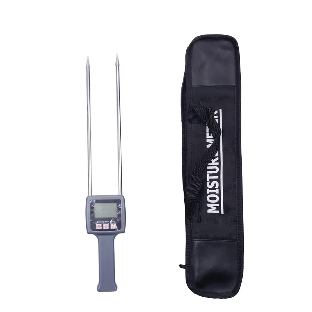 KKnoon Moisture Meter Fibre Moisture Test Meter 0-80% Probe Humidity Tester Portable Water Content Analyzer for Tea Corn Straw Bran Soybean Rice