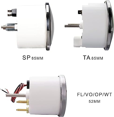 Image of Classic Mechanical 6 Gauge Set Beige Dial White Needle | Speedometer Cable Signal, 85mm, 3-3 /8 inch, 52mm, 2-1 /16 inch, Speedometer Analog Odometer, Light Bulb Illumination, Car, Automobile