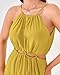 BTFBM Women Halter Summer Dresses 2025 Sleeveless Cutout Backless Sundress Slit Boho Casual Maxi Wedding Beach Dress(Yellow, Small)