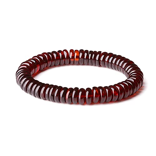 HUI YUAN Jewelry Baltic Amber Bracelet,cherry amber Abacus bead stretch bracelet, (Women/Men)Amber bracelet (cherry, diameter10-11mm)