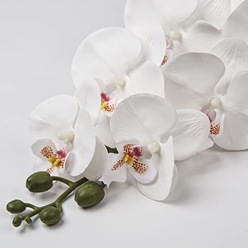 Orchid White 31.5" Real Touch Signal Stem Phalaenopsis Orchid Spray With 9 Large Flowers For Home Arrangement, Artificial Flowers For Home Decor, Office House Decor- White Orchids Flowers 2 Pcs #TOP4