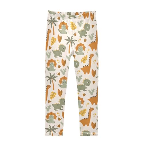 Girls Basic Leggings Baby Girls Pants Dinosaurs Cartoon Soft Footless Stretchy Tights Pants 4-10Y